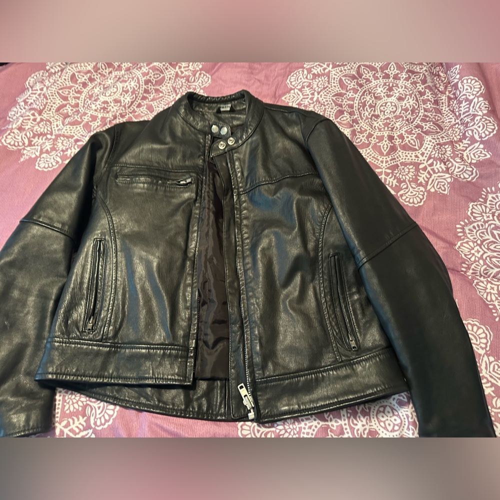 Mossi Moto Style Black Leather Jacket